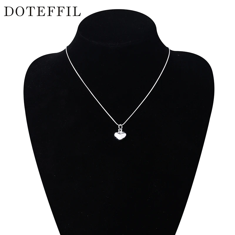 Wholesale 925 Silver Color Necklace Fashion New Jewelry Heart Pendant Necklace For Women Girl Gifts - Image 6
