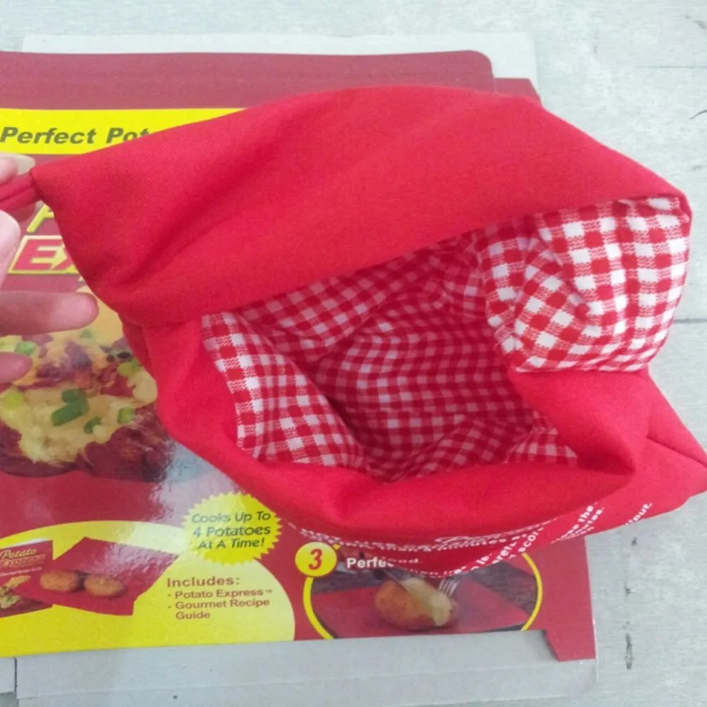 Red Washable Cooker Bag Washable Roast Bag Microwave Cooking Potato Quick Fast Baked Potatoes Pocket Easy To Cook Kitchen Gadget