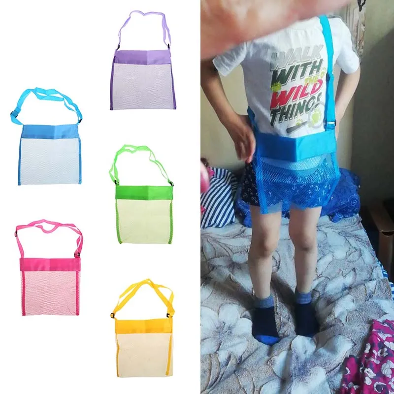 

Portable Kids Sand Away Mesh Beach Bag Shell Collection Carrying Toys Storage