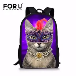 Forudesigns/Фиолетовый кот узор Bookbag печати школьная сумка для принцессы Обувь для девочек модный ребенок дети школьный Mochila Escolar