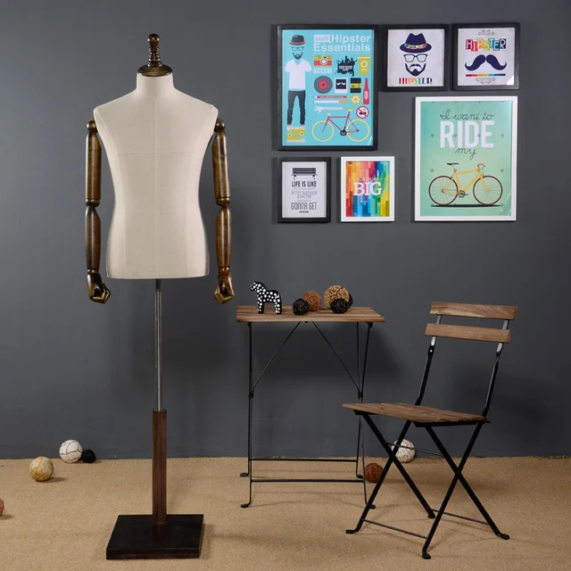 Male props model hanger half length cloth Men vintage mannequin rack