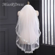 MissDress цвета слоновой кости блестки кружево для свадебной вуали Свадебные вуали с каймой короткая Тюлевая Фата для свадебных аксессуаров JKm34