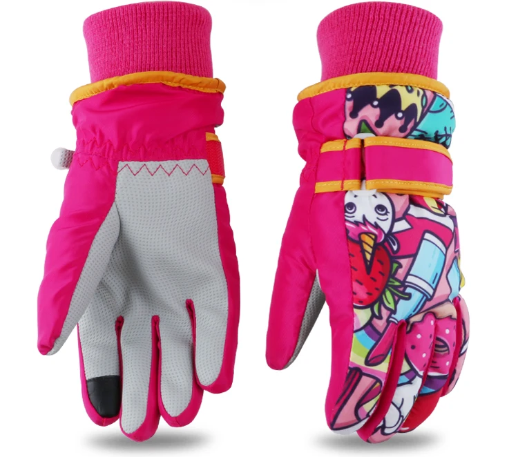 Детские теплые зимние перчатки для катания на лыжах для девочек, варежки для вождения для мальчиков, водонепроницаемые перчатки для катания на скейтборде