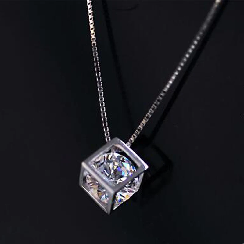 Creative Women Fashion White Gold Plated Necklace Ladies Popular Style Square Love Box Pendant | Украшения и аксессуары