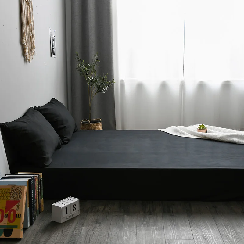  Super soft solid Fitted Sheet Mattress Cover with All-around Elastic Rubber Band Bed Sheet Hot Sell