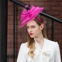 Lady Fedoras British Style Rose Formal Womens Summer Flower Fascinators Cap Sinamay Church Hats Linen Pillbox  B-8224 1