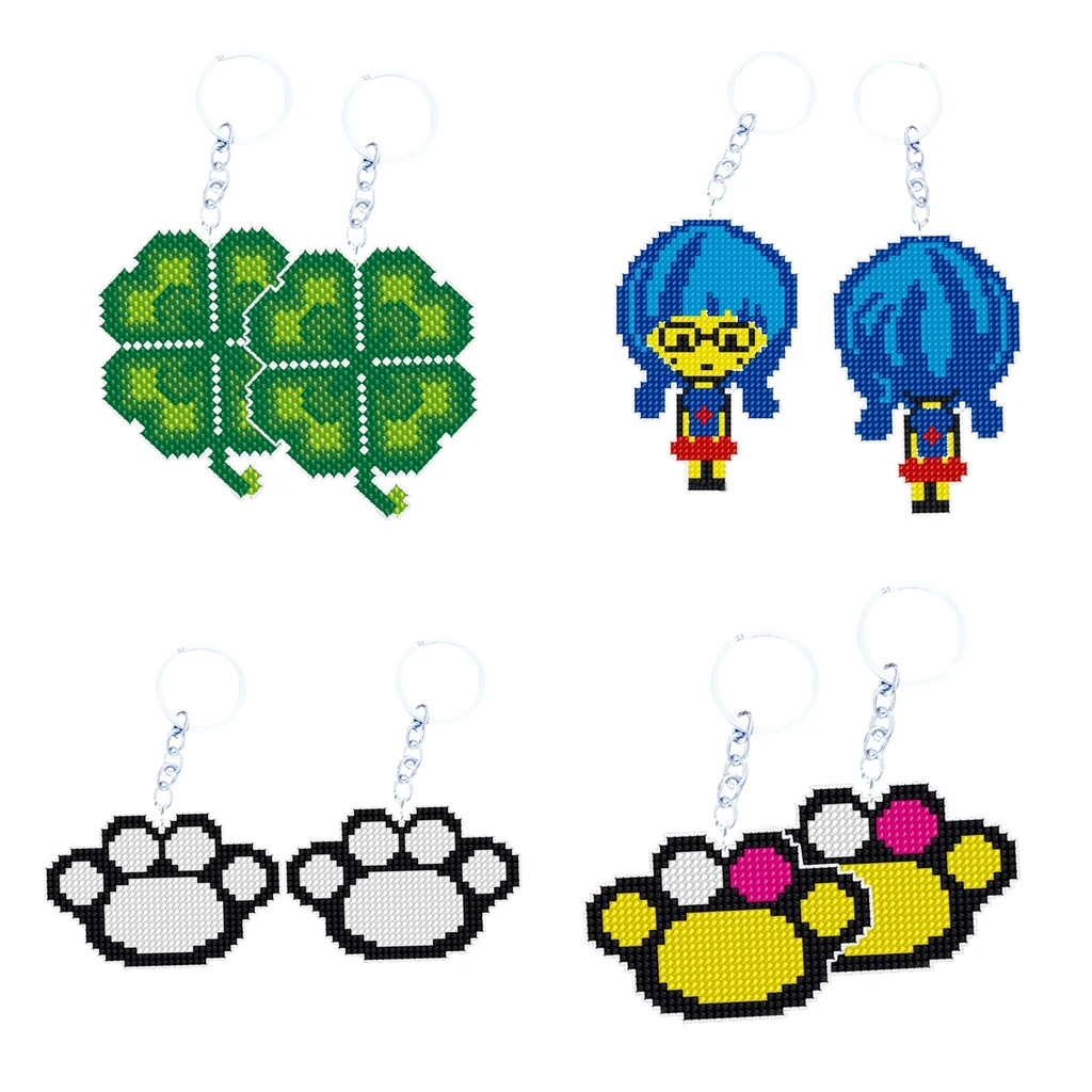 

DIY Craft Cross Stitch Key Chain Accessories Stamped Needlework Embroidery Crafts Printed Cross-Stitching Kit Set