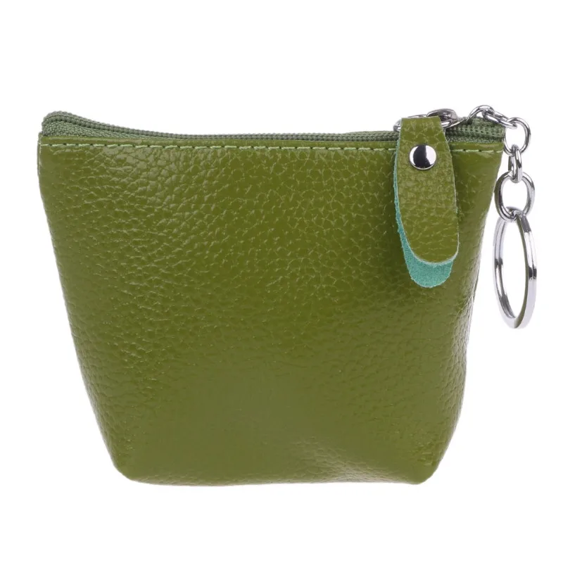 Fashion Coin Purses Women Men Leather Coin Purse Card Holder Wallet Keyring Zipper Small Change Bag