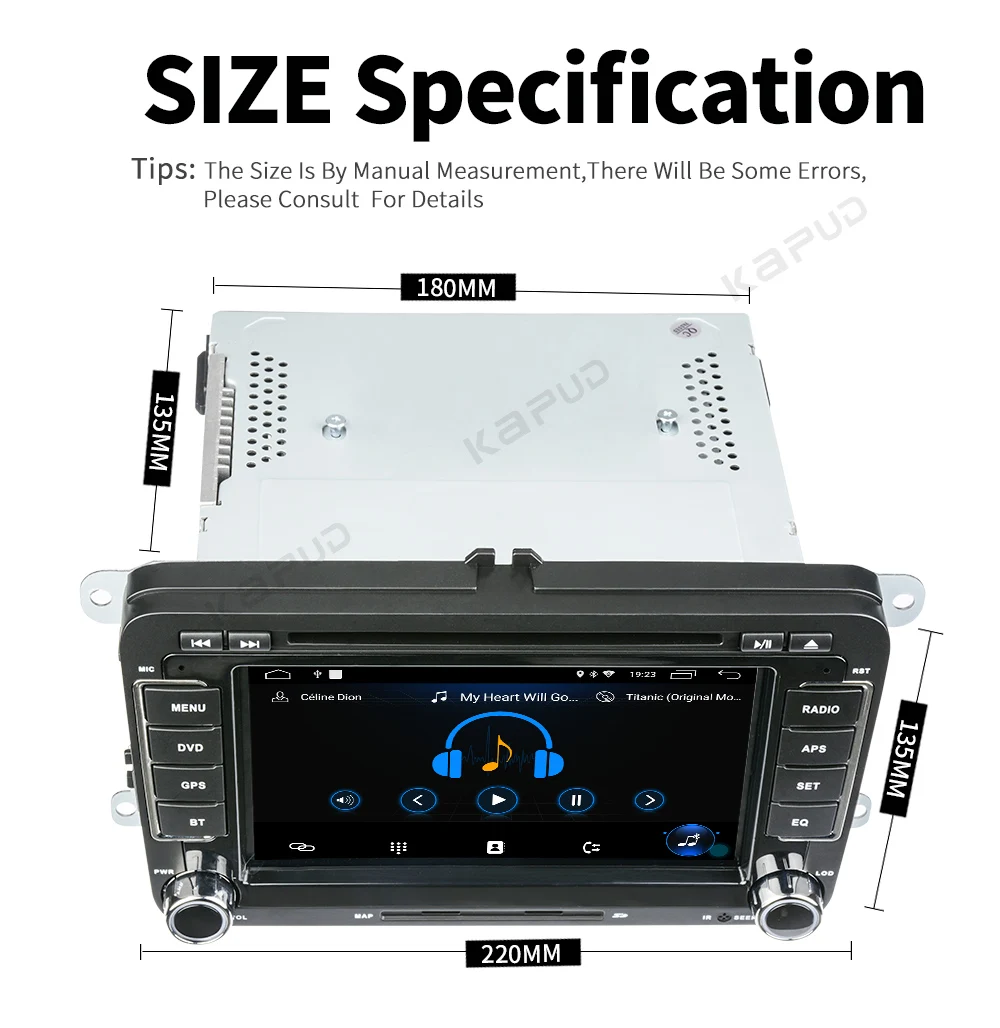 Discount Kapud 2Din Car Radio Audio DVD Multimedia Player For Golf 5/Passat B6/Touran/Polo/Tiguan/Seat/Skoda Quad Core android 9.0 GPS 19
