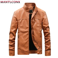 MANTLCONX плюс размер M-4XL мужские кожаные куртки мужские пальто с воротником-стойкой мужские мотоциклетные кожаные куртки повседневная фирменная одежда для мужчин