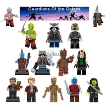 Super Heroe Star-Lord Rocket енот Капитан Marvel Железный человек видение строительный блок