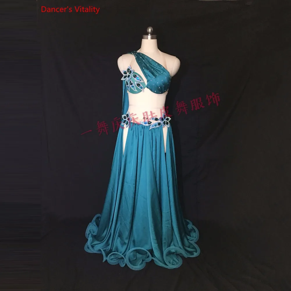 

New Custom Made Women Bellydance Indian Diamond Belly Dance Performance Practice Costume Set 2pcs (Bra+Skirt)