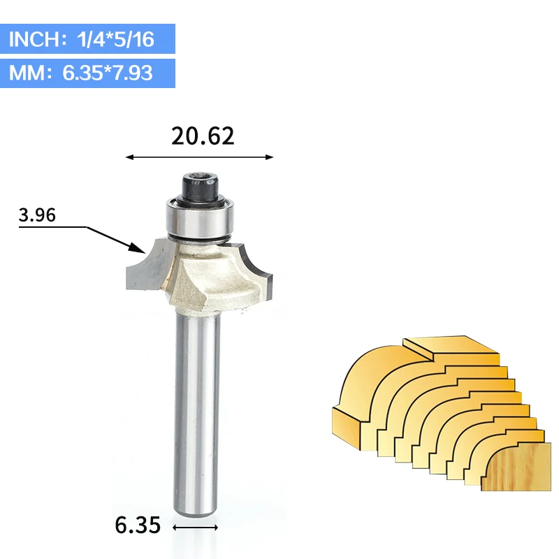 HUHAO 1 шт. 1/" 1/4" хвостовик Бисероплетение фреза карбида вольфрама Бисероплетение БИТ ДВОЙНОЙ фреза для отделки кромки биты для деревообработки - Длина режущей кромки: 2938