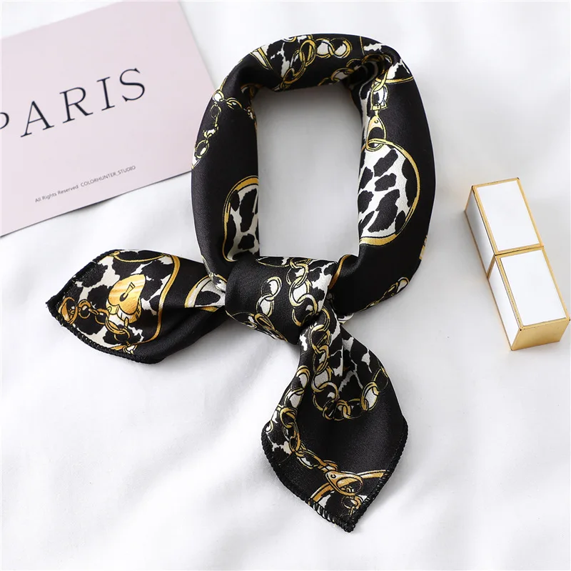 

2019 New Women's Square Silk Scarf High Quality Bandana Soft Print Small Office Scarf Hijabs Headband Neckerchief 50*50CM