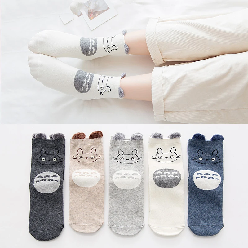 5 пар хлопковых носков для женщин с мультяшными животными серия осень милые зимние носки забавные элегантные милые хлопковые