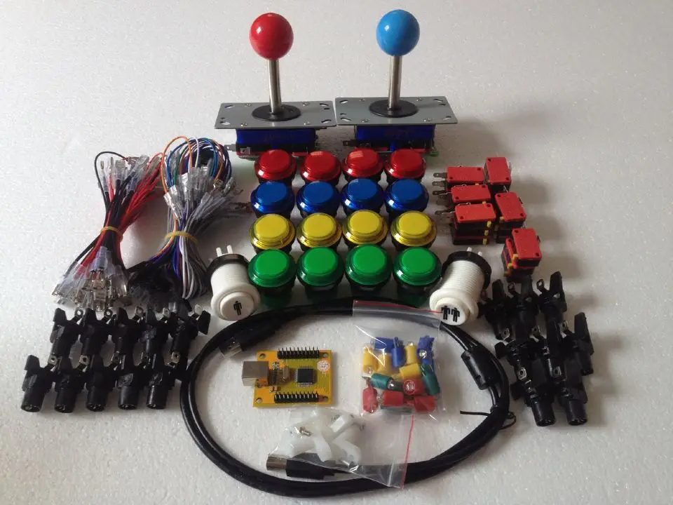 Arcade parts Bundles With Illuminated button LED bulbs holders nuts Joystick player buttons Microswitch USB adapter ground wires Arcade parts Bundles With Illuminated button LED bulbs holders nuts Joystick player buttons Microswitch USB adapter ground wires