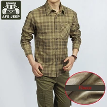 AFS JEEP, бренд, рубашка для мужчин, Осень-зима, флис, теплая, мужские рубашки, с длинным рукавом, повседневные рубашки, свободные, в клетку, рубашка, camisetas hombre
