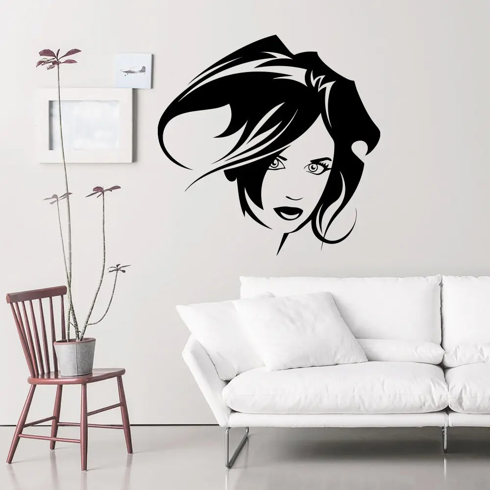 Hair Salon Sticker Beauty Scissors Decal Haircut Name Posters Vinyl