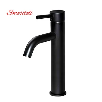 

Smesiteli Wholesale Classic Bathroom Faucet Matte Black Brass Basin Sink Faucet Cold Hot Tap Single Handle Taps Mixer