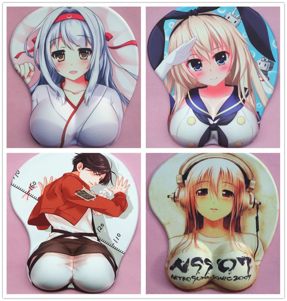 

2017 new version anime 3d mouse pad wristbands Cartoon Creative sexy mouse pad Chest beauty mouse pad Free Shipping