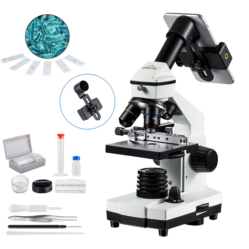 LED Microscope 1000x Trinocular Optics for Kids Student Adult with Phone Adapter Microscopio Sample Family School Education Tool LED Microscope 1000x Trinocular Optics for Kids Student Adult with Phone Adapter Microscopio Sample Family School Education Tool
