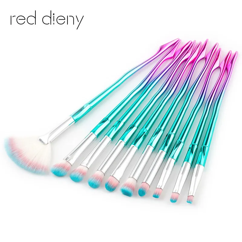 

Pro 10 PCS Makeup Brush Kits Pretty Legs Shaped Cosmetic Foundation Different Size Eye Shadow Brushes Powder Fan Brush Blending