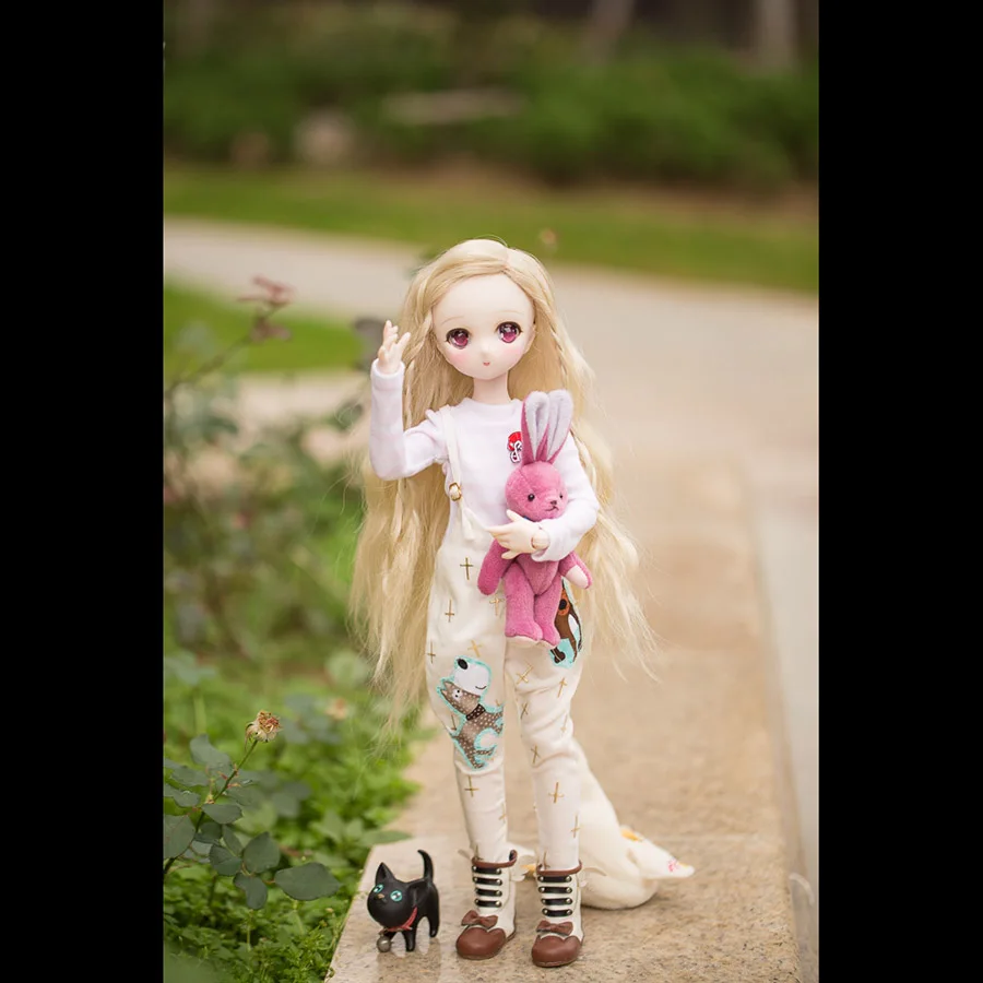BYBJDHOME BJD SD комплект одежды куклы нагрудник+ розовая и белая полосатая футболка