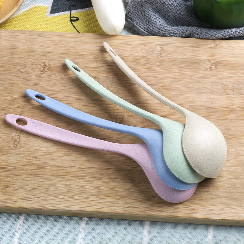 

NICEYARD Kitchen Supplies Soup Spoon Long Handle Eco-Friendly Dinnerware Meal Dinner Scoop Ladle Wheat Straw