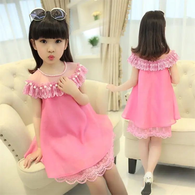 

2019 Baby Girls Dress With Flower Print And Sleeveless Princess Mini Dress Party Dresses Clothes Red Pink Solid Vestido