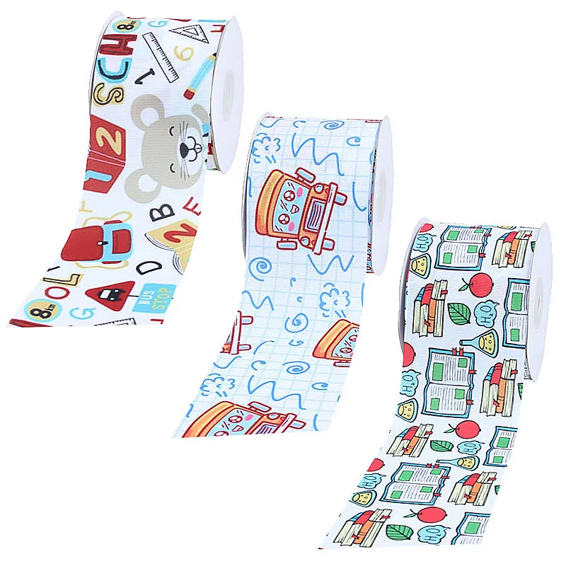 

(50 yards/lot) Kids DIY back to school cartoon ribbons