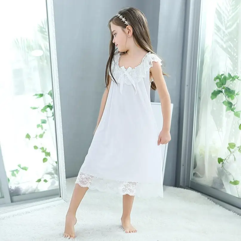 

Summer Children's Girls Dress Sleepwear Modal Cotton Princess Vintage Nightgowns Baby Nightdress Kids Clothes Vestidos Y1197