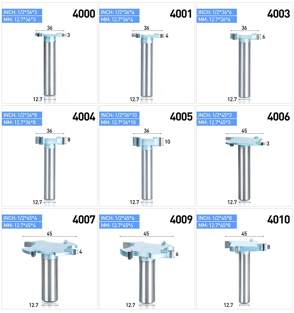 HUHAO 1 шт. 1/2 "хвостовик T тип долбежный Деревообработка резак промышленного класса 4 флейты фрезы для дерева Инструмент Фреза
