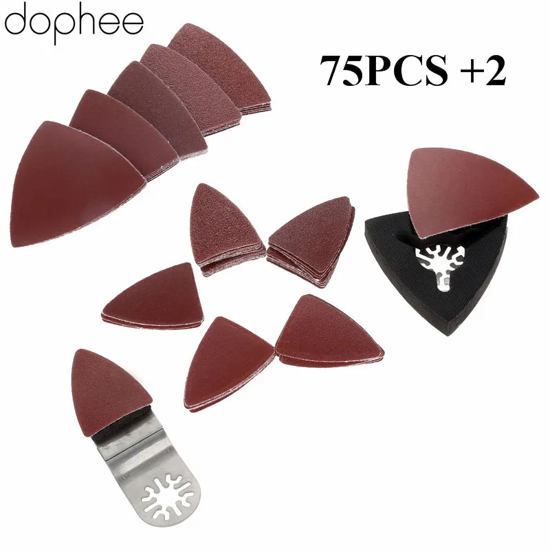 Dophee 75 шт. Смешанная шлифовальная бумага + 2 шлифовальных диска Осциллирующий