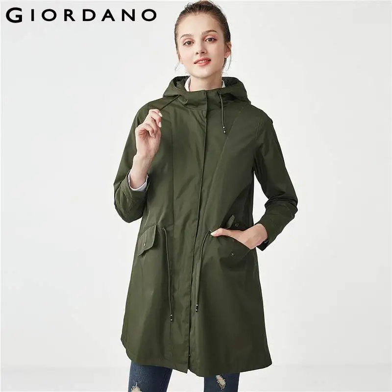 Giordano Women Jacket Women Banded Waist Windbreaker Drawstring Hood ...