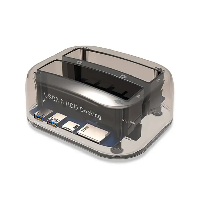 

USB 3.0 to SATA IDE Dual Slots External Transparent Hard Drive Docking Station For 2.5 3.5 Inch IDE SATA I/II/III HDD SSD
