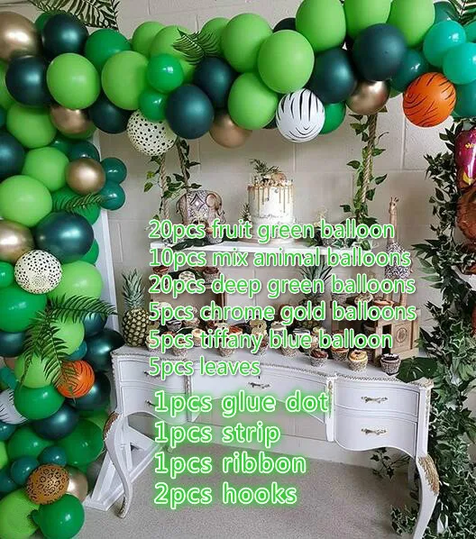Тропический Hawiian Для летних вечеринок украшения «сделай сам» гирлянда арочный комплект зеленый воздушные шарики в виде животных джунгли Wild Kids ко дню рождения BabyShower - Цвет: style 2