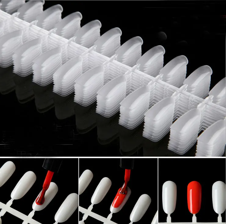 

10pcs*24nails Oval-head nails art color display , Ultra thin imitation false nail tips color chart ,nail colors showing shelf