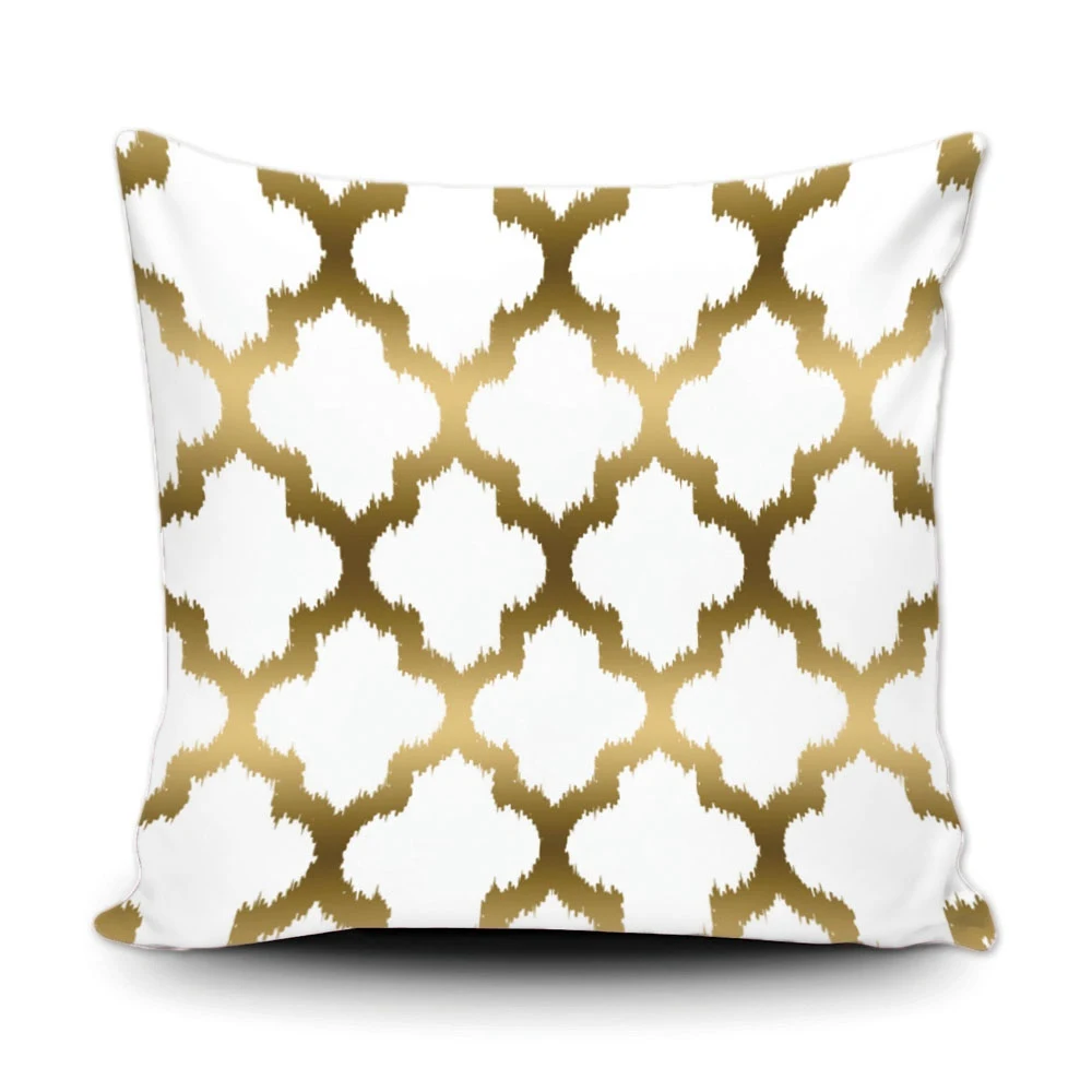 Художественный Золотой марокканский Чехол на подушку с геометрическим рисунком, Подушка на диван-кровать для дома, диване кобальтового синего цвета, индивидуальный подарок, хлопковый Чехол на подушку - Цвет: 1