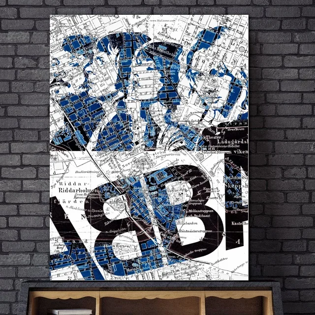 

ABBA Stockholm Map Music Star Art Canvas Poster Wall Pictures for Living Room