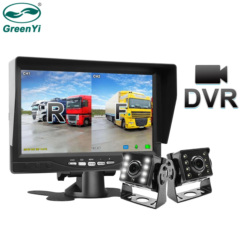 GreenYi 1280*720 Запись cctv DVR 2 камера заднего вида для грузовика AHD Ночное видение с " автомобиля заднего вида монитор Поддержка SD карты