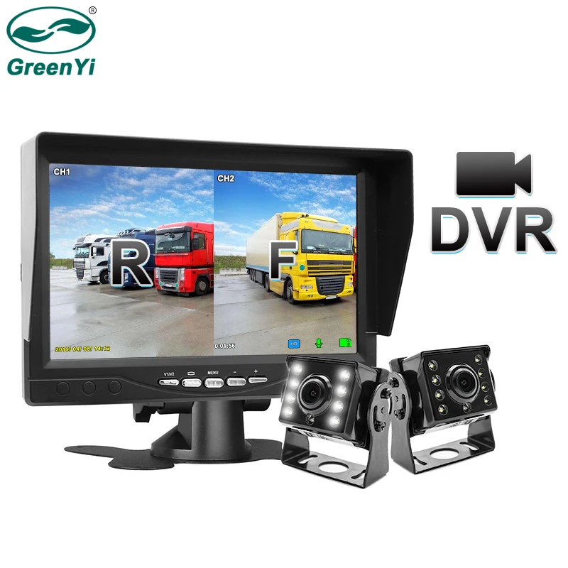 

GreenYi 1280*720 Recording DVR 2 Truck Backup Camera AHD Night Vision with 7" Vehicle Rear View Monitor Support SD Card