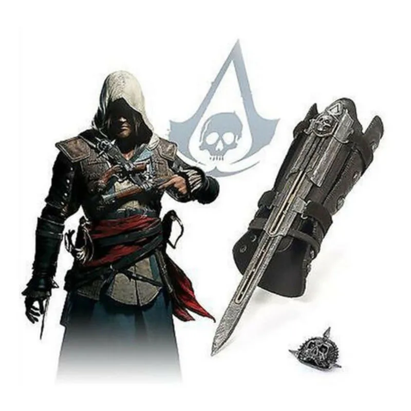 Economici Assassins Creed Hidden Lama Manica Spada Figura Hidden Lama Edward Armi Maniche Spade Può Espulsione Strumenti Cosplay