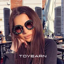 TOYEARN новые солнцезащитные очки английские буквы маленькие пчелы круглые солнцезащитные очки женские брендовые очки дизайнерские модные очки UV400