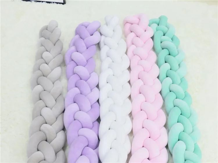 Feito à Mão Tecelagem de Pelúcia Decoração do Quarto Bebê Cama Pára-choques Quatro Dobras nó Longo Trança Protetor Berço Infantil Travesseiro 2 m 18 Mamãe e Bebê