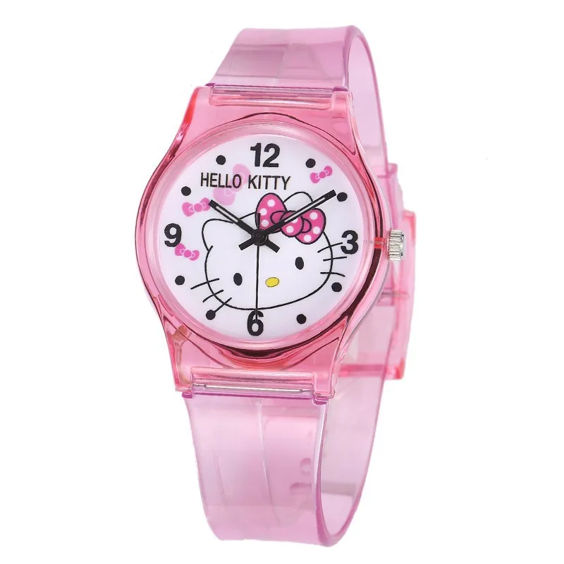 Детские часы hello kitty детские Мультяшные наручные часы, Силиконовый Модный аналоговый кварцевые часы подарок горячие детские часы Relogio Infantil - Цвет: TMC464 Pink