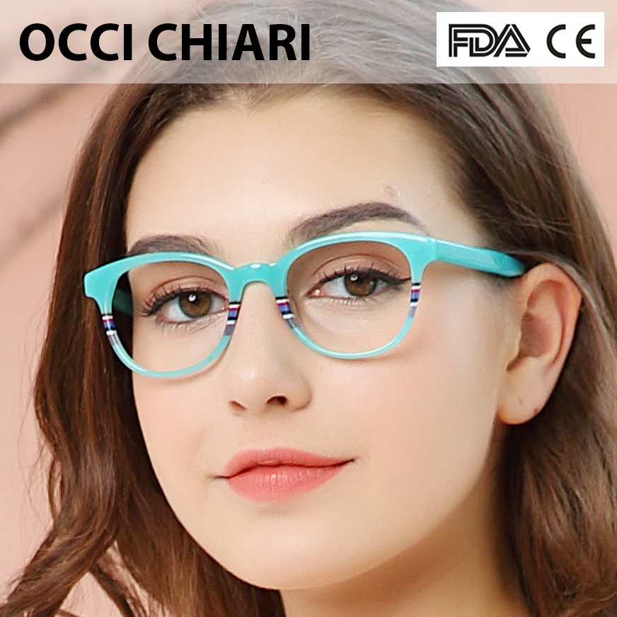 Goede Raden Goede Kwaliteit Ontwerp Itali euml; Acetaat Marine Strepen Lente Scharnier Brillen Vrouwen Brillen Heldere Glazen Frame W CORRO