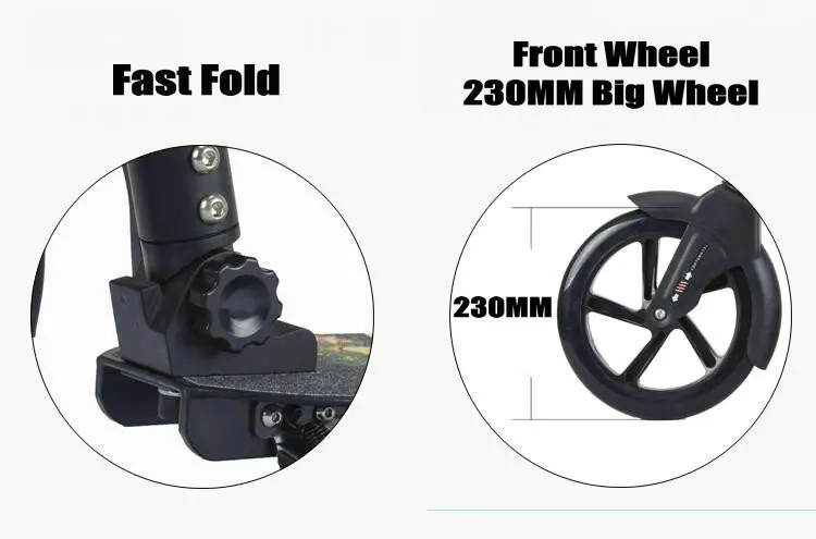 23 см большой колесный самокат для подростков с новым типом складной дизайн, быстрый складной самокат с регулируемой высотой, передние и задние крылья самокат