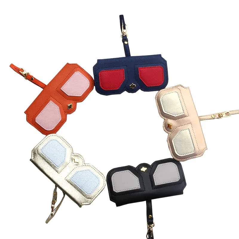 

2019 newest design sunglasses case for women bag decoration glasses cover storage pouch soft PU leather sun cover