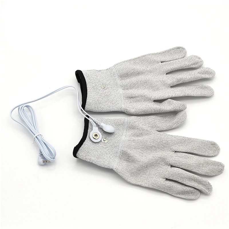 1Pair Breathable Tens Conductive Massage Gloves + Cable Use With Acupuncture Physiotherapy Massager/Digital Tens Pulse Machine