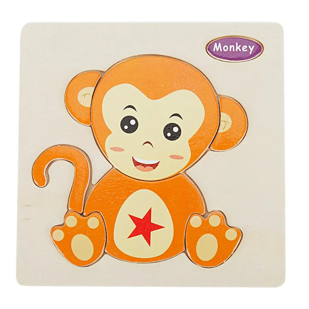 

Toys for Baby Colorful Wooden Puzzle Animal Educational Developmental Baby Kid Training Toy Educational Toy Gift for Baby monkey
